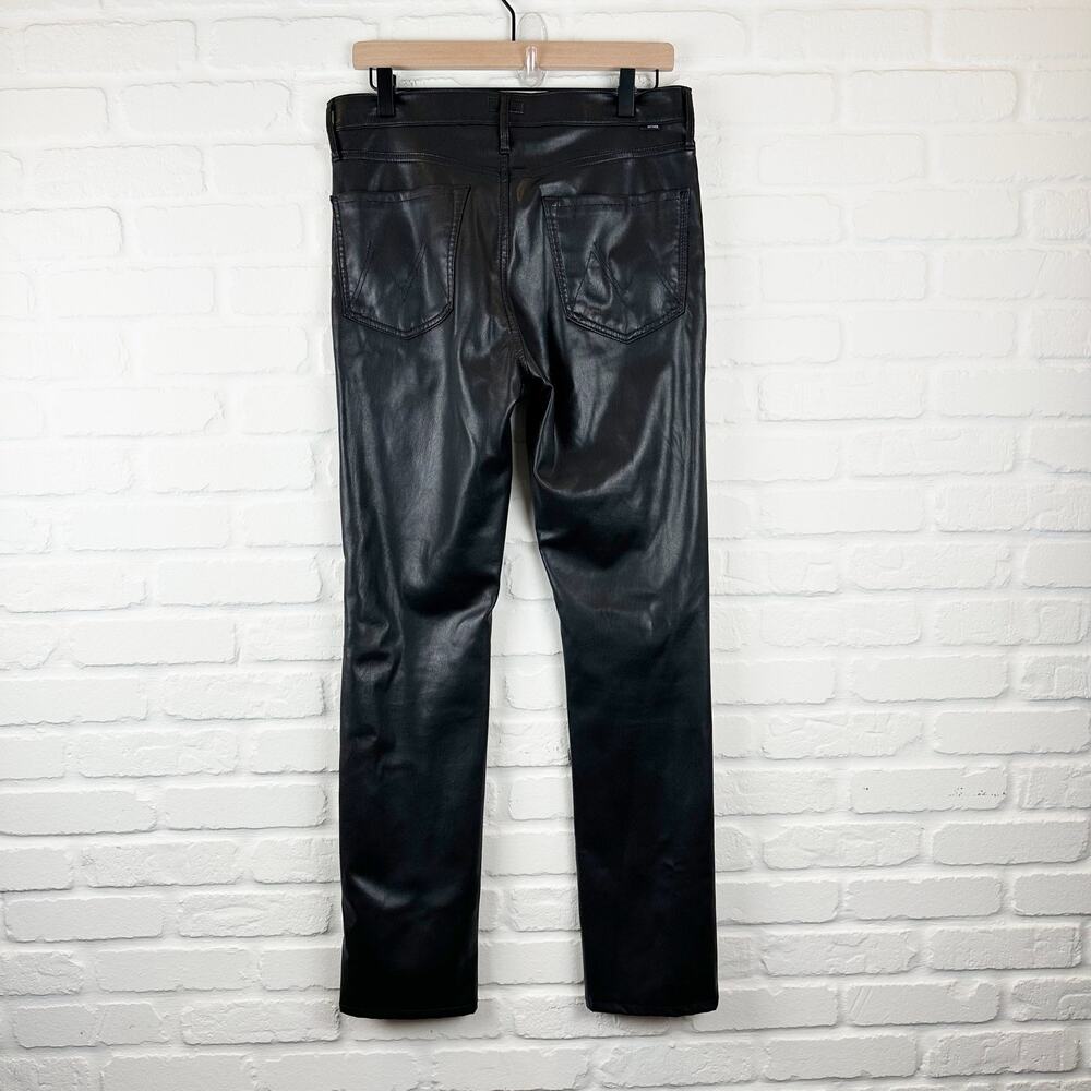 Mother The Dazzler Skimp Faux Leather Vegan Pants Black High Rise Slim Leg 30 - Picture 2 of 13